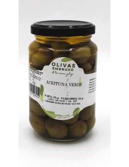 Olivas Embruxo. Aceituna verde. Foto frontal